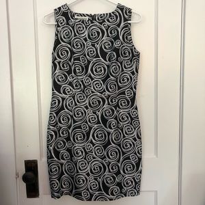 Black white silver swirl sleeveless dress